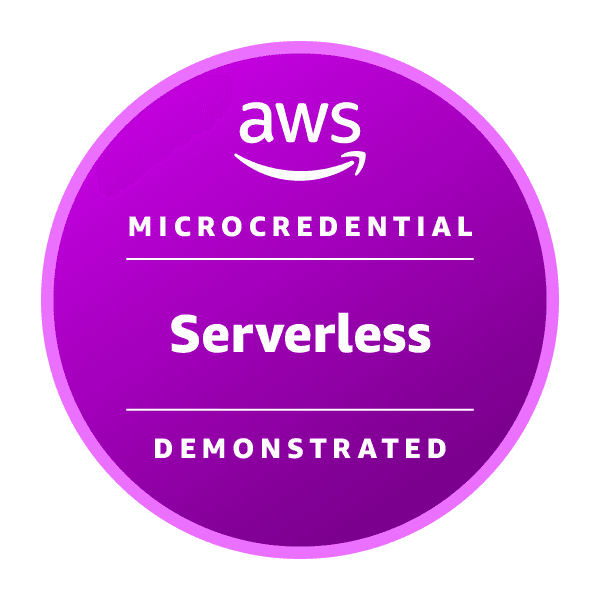 Certification badge for AWS Serverless Demonstrated