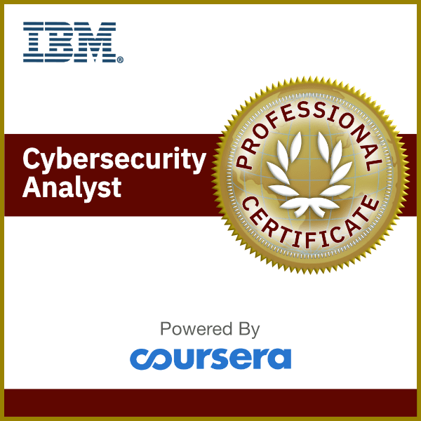 Certification badge for IBM Cybersecurity Analyst Professional Certificate